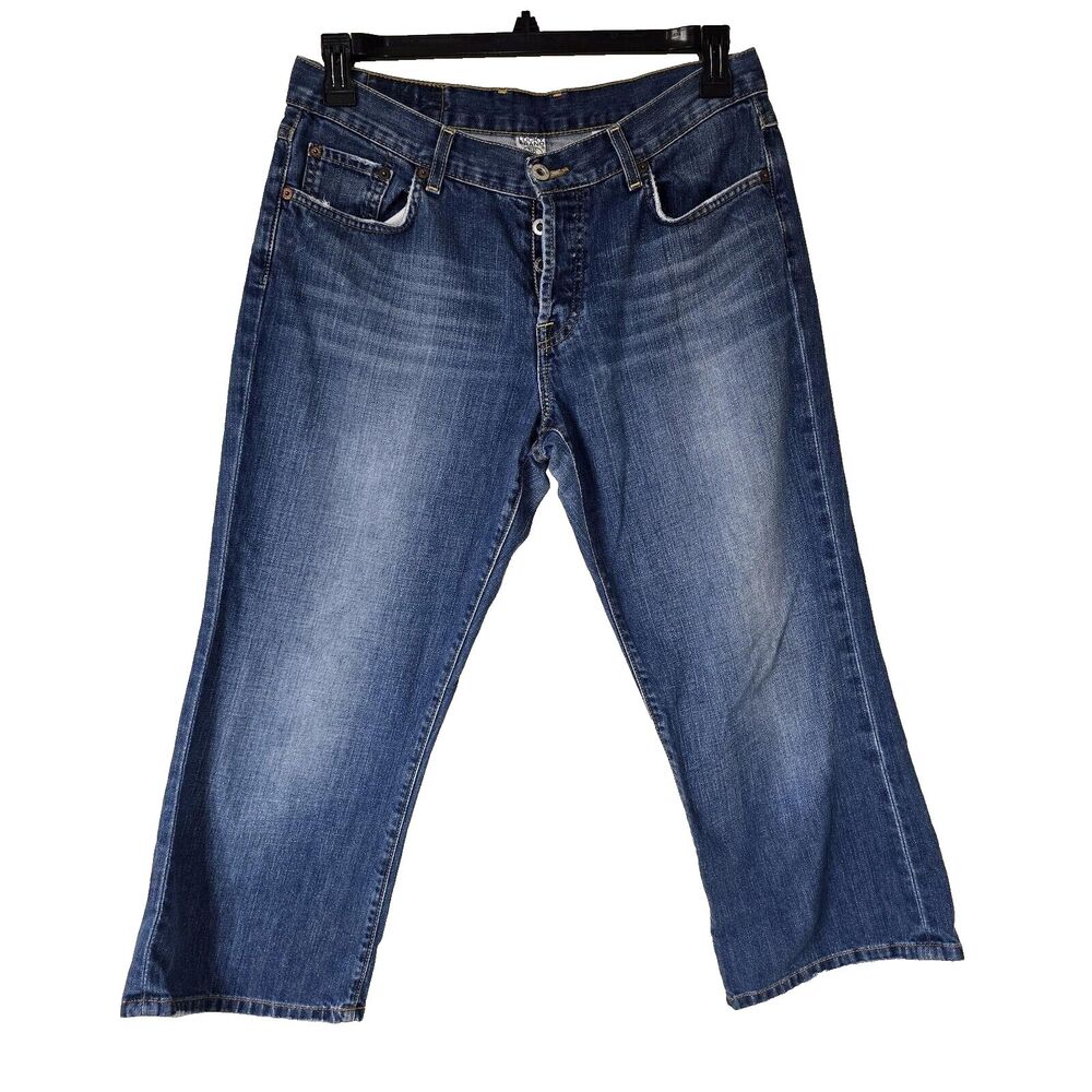 Lucky Brand Dungarees Easy Rider Crop Button Fly Woman's Size 10